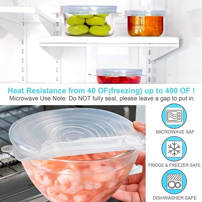 Silicone Stretch Lids, Multi Size Reusable Silicone Lids Food And Bowl Covers