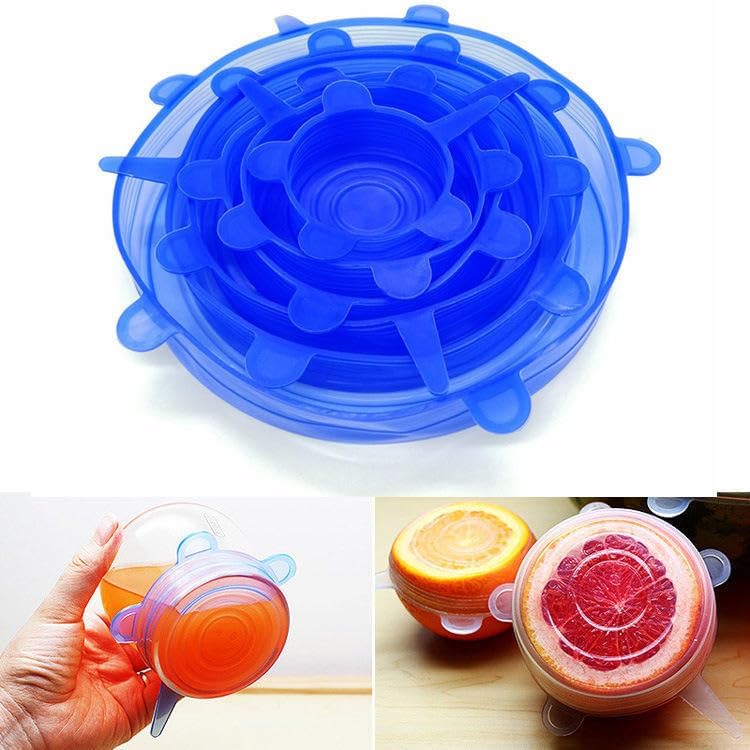 Silicone Stretch Lids, Multi Size Reusable Silicone Lids Food And Bowl Covers