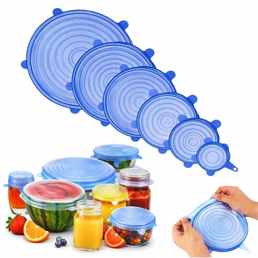 Silicone Stretch Lids, Multi Size Reusable Silicone Lids Food And Bowl Covers