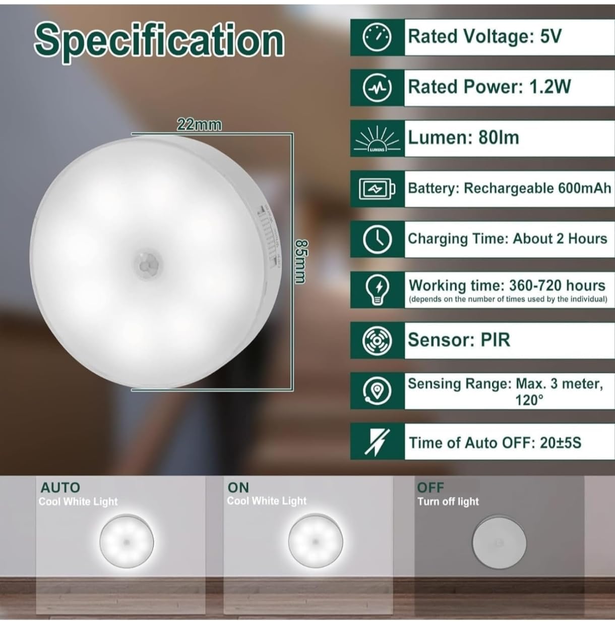 Rechargeable Motion Sensor LED Lamp